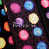 Watercolor Dots Poly Spandex Tricot Fabric - Multi Large Polka Dots, 58/60" Width (1 Yard)