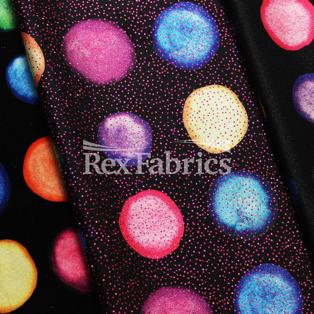 Watercolor Dots Poly Spandex Tricot Fabric - Multi Large Polka Dots, 58/60" Width (1 Yard)