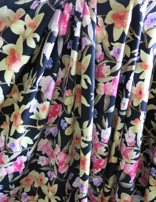 Poly Spandex Brushed Jersey Knit Fabric - Watercolor Garden Floral