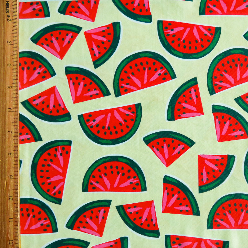 Swim Knit Nylon Spandex Watermelons on Yellow