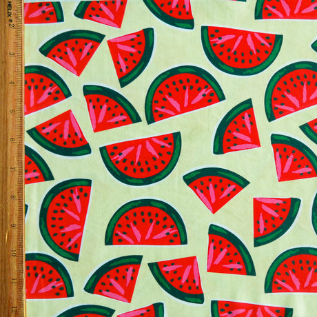 Swim Knit Nylon Spandex Watermelons on Yellow