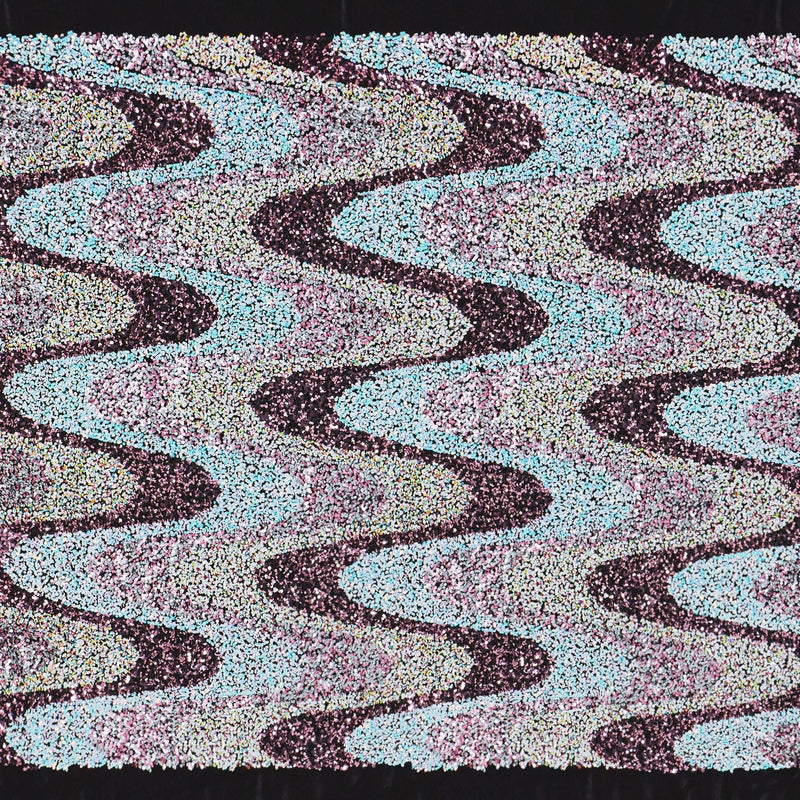 Swell Stretch Velvet Sequin Polyester Velvet Spandex Fabric - Blue, Embroidered Sequins, 60" Cut Width, 46/47" Usable Width (1 Yard)
