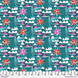 Cotton Print Waves Teal Colori 44/45 Fabric