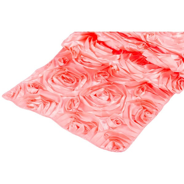 ( 3 Pack ) Coral Rosette Satin Table Runner