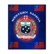 Western Samoa Polyester Fleece Fabric - Samoan Coat Of Arms, Flag Print, 72" X 60" (1 Blanket)