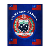Western Samoa Polyester Fleece Fabric - Samoan Coat Of Arms, Flag Print, 72" X 60" (1 Blanket)