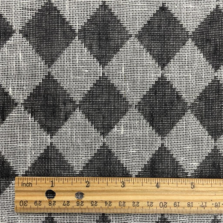 1 Yard Black Avocado Pure Linen Yarn-Dyed Quilted Mesh Fabric Midweight 65 Inch Width