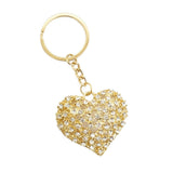 Golden Heart Crystal Rhinestone Keychain 4 Inch 12pcs