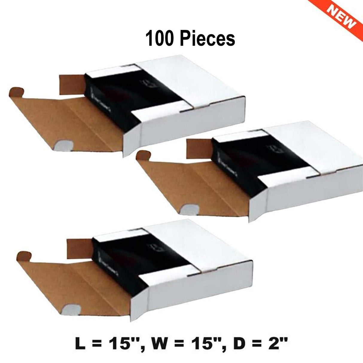 Large Square Shipping & Packing Boxes 15"Lx15"Wx2"D for Secure and Flat Packaging