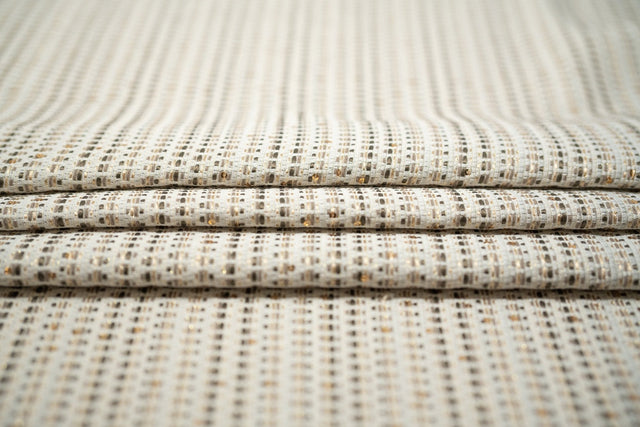 Metallic Brocade White Gold Weave Fabric
