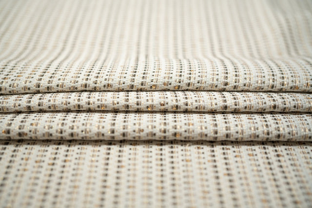 White And Gold Weave Metallic Brocade Fabric - White And Gold Weave, Metallic, 1 Yard
