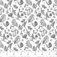 Cotton Print White/Black Nature's Sketchbook Fabric 44/45"