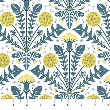 Cotton Dandelion Fabric White 44/45"