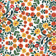 Cotton Print White Folklore Garden Fabric 44/45"