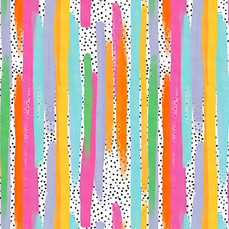 Cotton Print White Mingle Brush Strokes Fabric 44/45