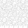 Cotton Print White Outlines Tossed Squishmallows Fabric 44/45"