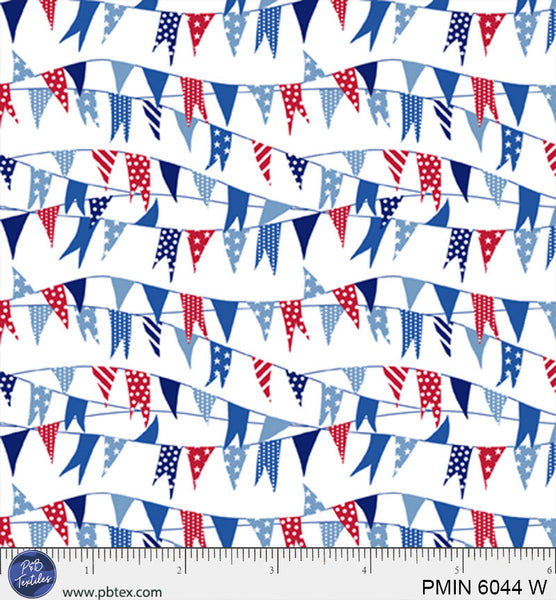 Cotton Patriotic Minis Print Fabric White 44/45"