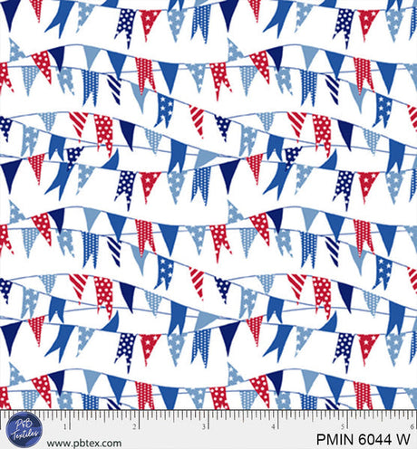 Cotton Patriotic Minis Print Fabric White 44/45"