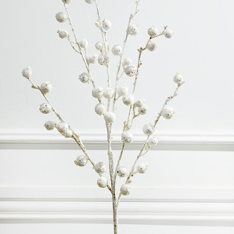 30” Mini Pomegranate Glitter Spray – White Snowy Holiday Accent