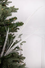 34” Glitter Mica Triple Spike Grass Spray - White