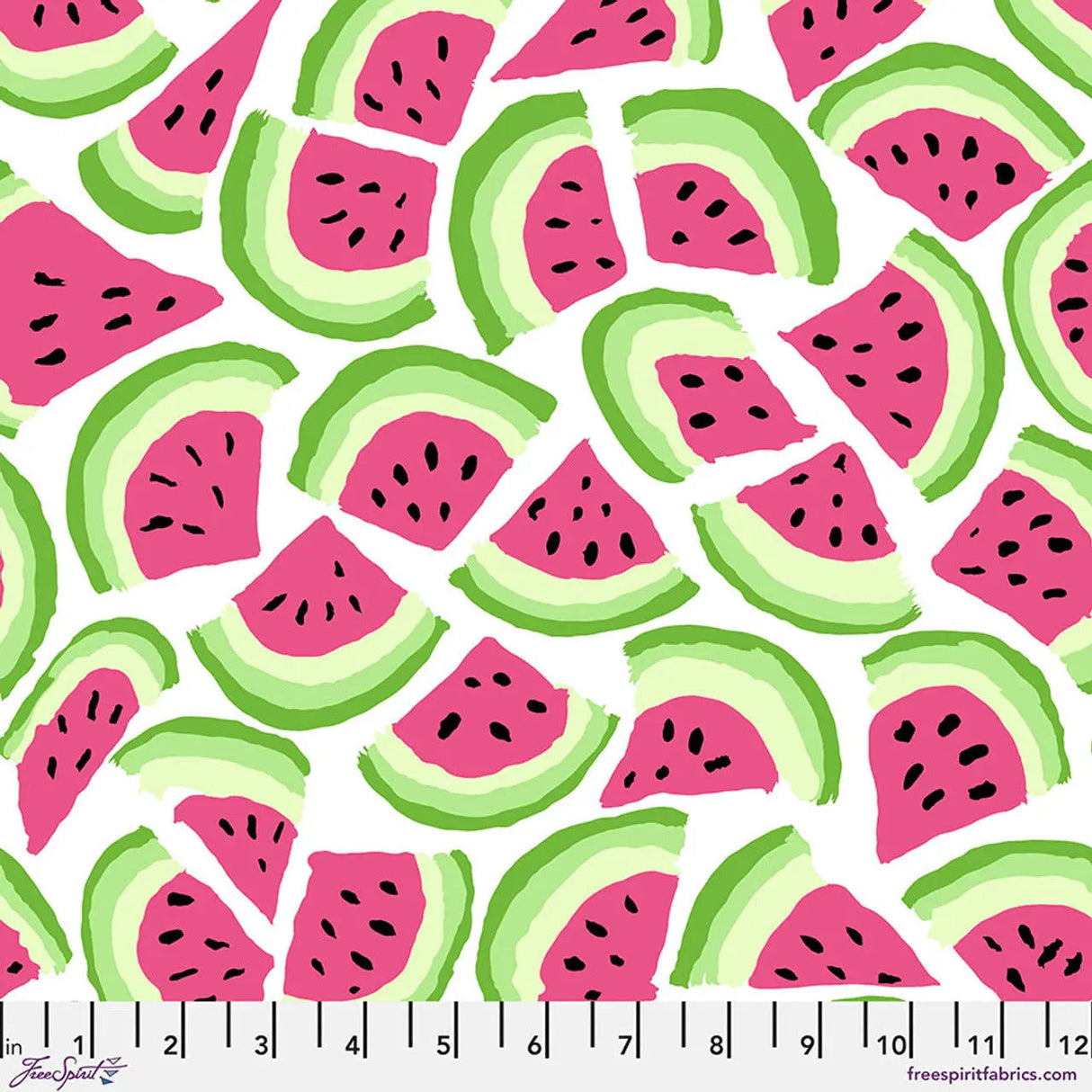 Cotton Fabric White Watermelon Slice 44/46"