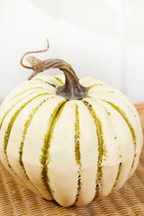 6" Cream/Green Harvest Vine Pumpkin