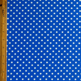 Swim Knit White Eraser Polka Dots on Royal Blue Nylon Spandex