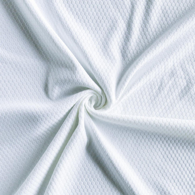 White Dri-Fit Bubble Jacquard Poly Spandex Mesh Fabric