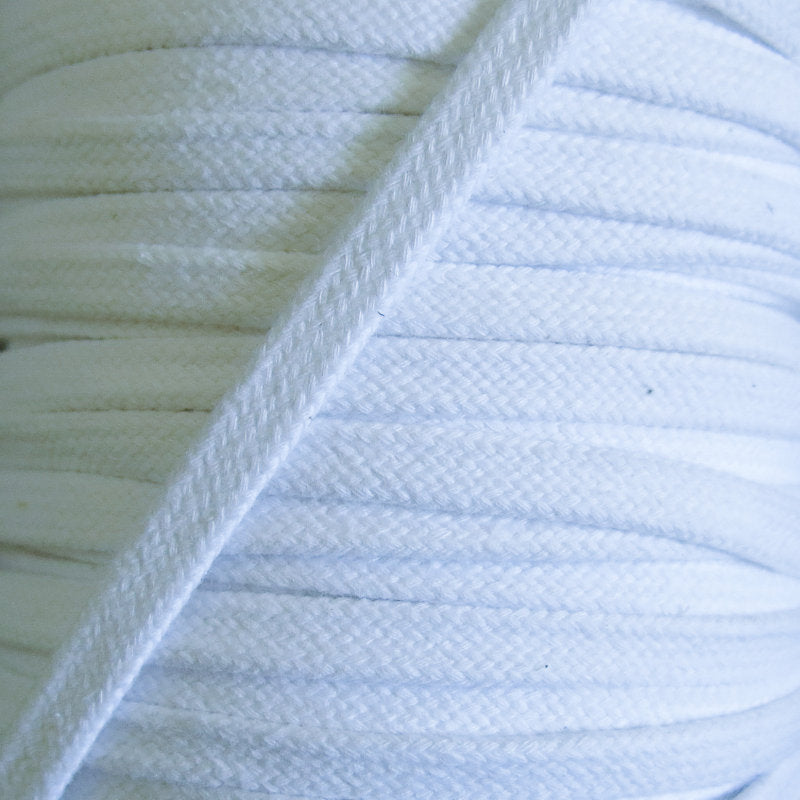 Cotton Hoodie Drawstring Flat Tape 3/8" White