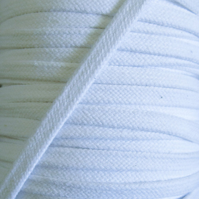Cotton Hoodie Drawstring Flat Tape 3/8" White