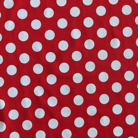 Swim Knit Nylon Spandex White Dime Polka Dots Red