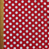 Swim Knit Nylon Spandex White Dime Polka Dots Red