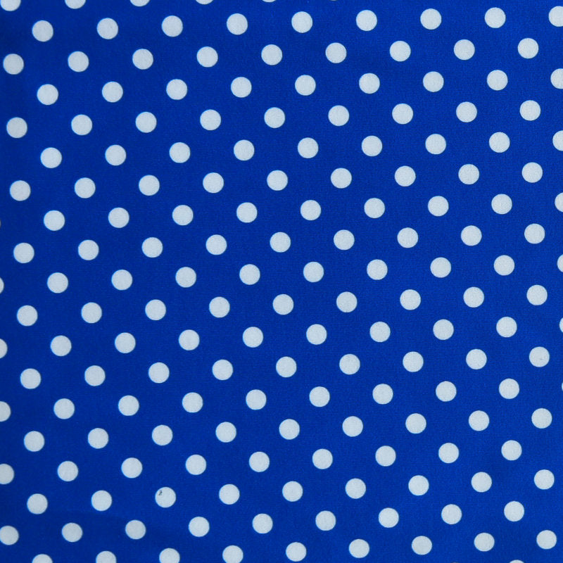 Swim Knit Nylon Spandex White Eraser Polka Dots Cobalt Blue