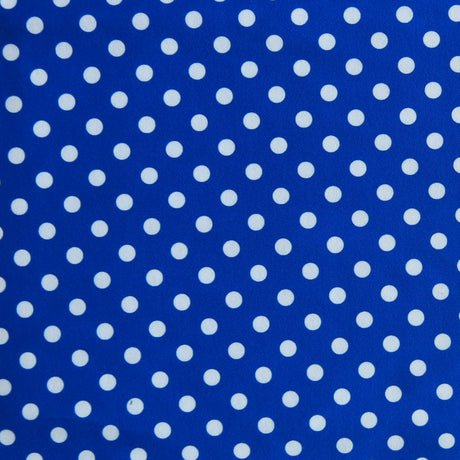 Swim Knit Nylon Spandex White Eraser Polka Dots Cobalt Blue