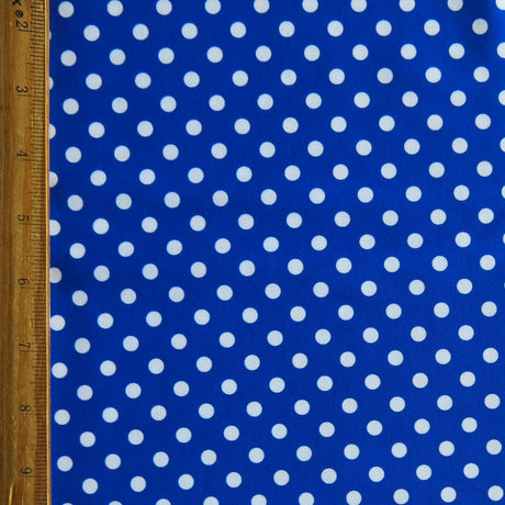 Swim Knit Nylon Spandex White Eraser Polka Dots Cobalt Blue