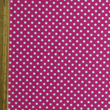 Poly Spandex Swimsuit Fabric White Eraser Polka Dots on Carmine Rose