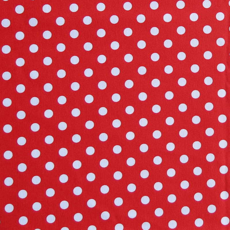 Swim Knit Nylon Spandex White Eraser Polka Dots on Ladybug