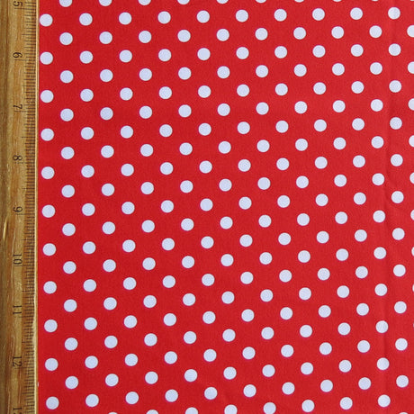 Swim Knit Nylon Spandex White Eraser Polka Dots on Ladybug