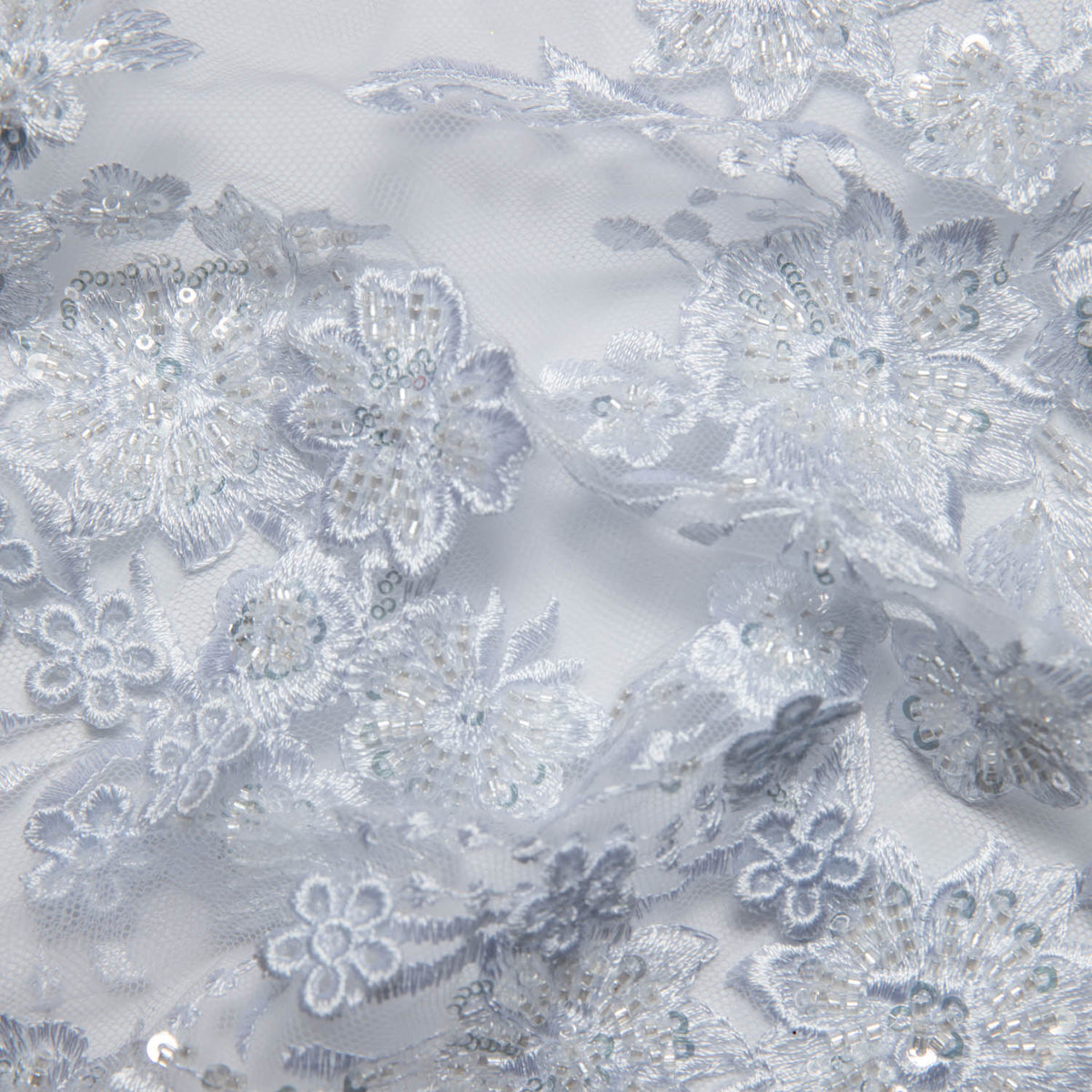 1 Yard Exquisite Embroidered Tulle Lace with Applique and 3D Design Fabric 52" Wide