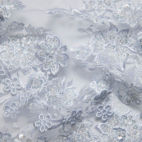 1 Yard Exquisite Embroidered Tulle Lace with Applique and 3D Design Fabric 52" Wide