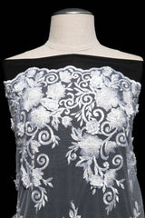 1 Yard Elegant 52" Wide Tulle Lace Fabric Embroidered with Beautiful Intricate Patterns