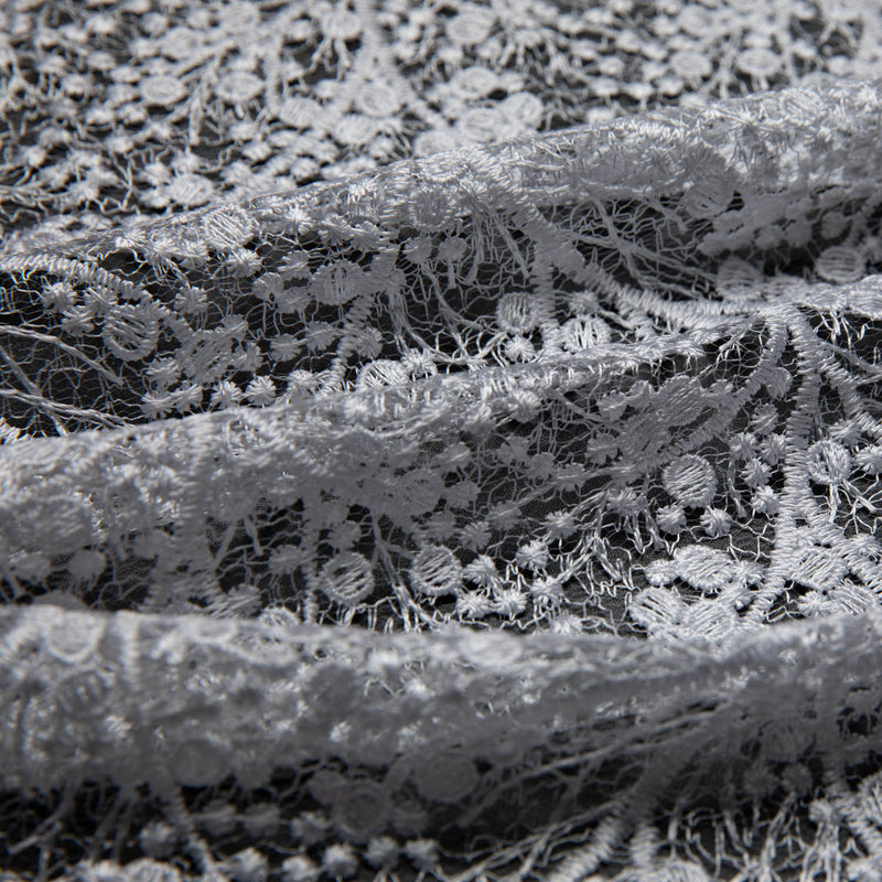1 Yard Spider Mesh Lace Fabric with Embroidery and Beautiful Intricate Pattern, 52" Wide