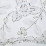 1 Yard Ribbon and Floral Pattern Embroidered Tulle Lace Fabric 52" Wide Designer Textile