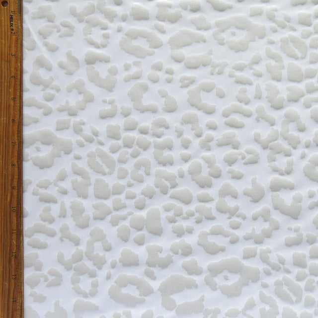 Athletic Jersey Knit White Leopard Foil Poly Spandex Fabric