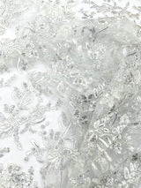 Butterfly Corded Lace Fabric - Butterfly Embroidery, Metallic Sequins, 54" Width (1 Yard)