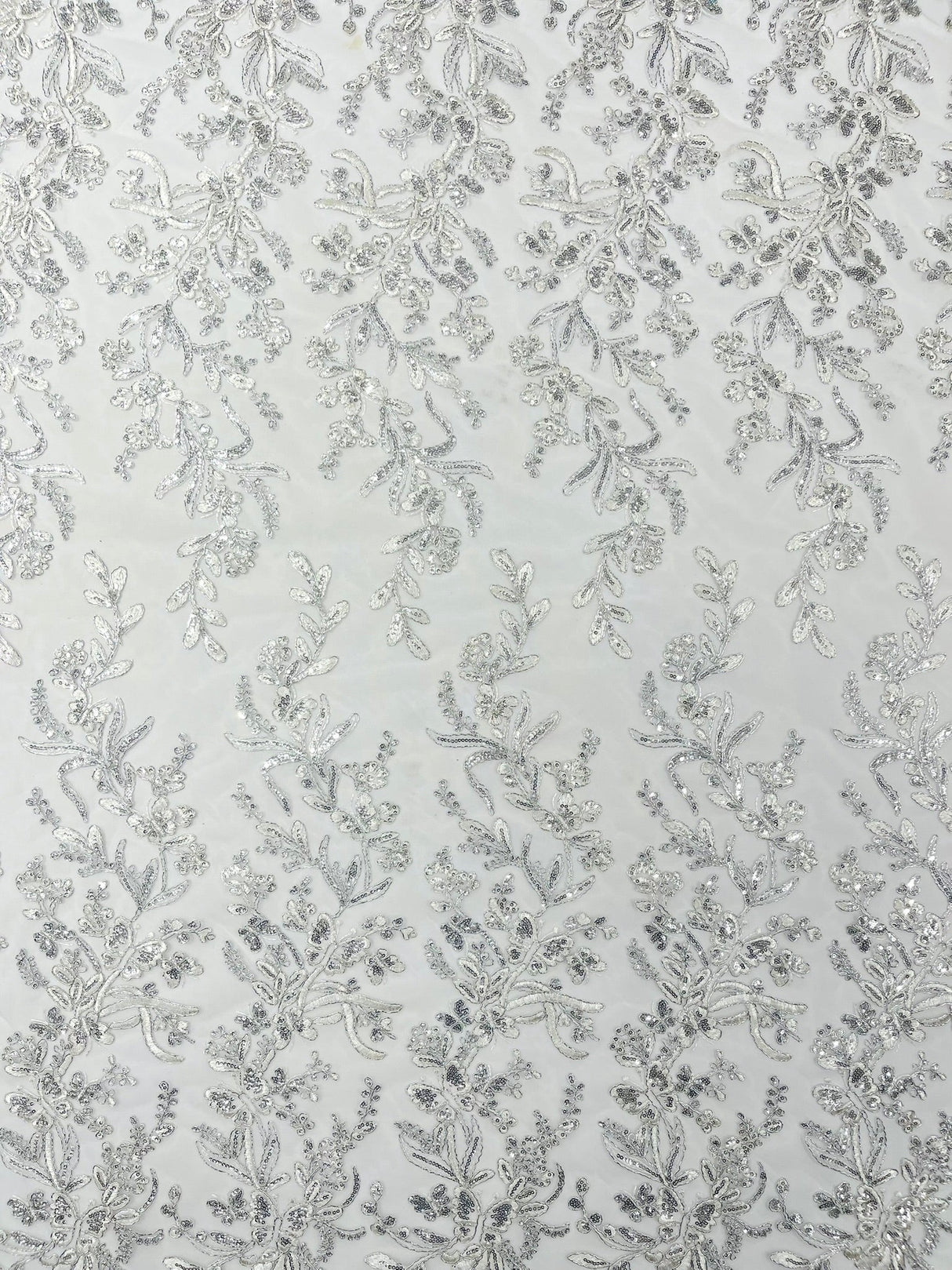 Butterfly Corded Lace Fabric - Butterfly Embroidery, Metallic Sequins, 54" Width (1 Yard)