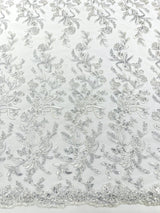 Butterfly Corded Lace Fabric - Butterfly Embroidery, Metallic Sequins, 54" Width (1 Yard)