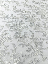 Butterfly Corded Lace Fabric - Butterfly Embroidery, Metallic Sequins, 54" Width (1 Yard)