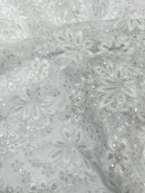 Metallic Floral Lace Design Embroidered Polyester Fabric - Floral Lace, 54" Width (1 Yard)