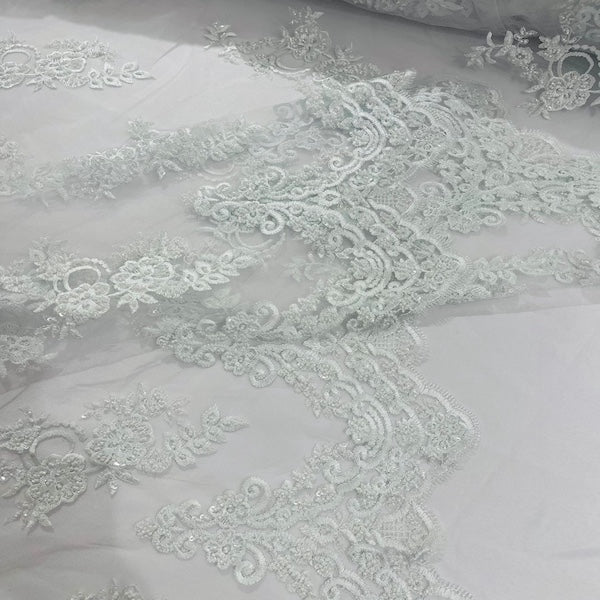 Beaded Lace Fabric Helena Floral 50" Width